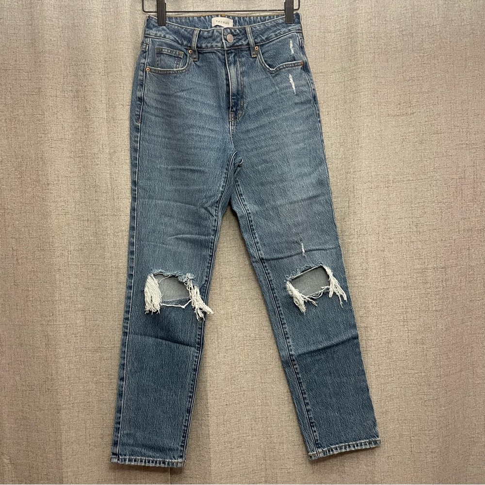 PacSun Ripped Straight Leg Mom Blue Jeans